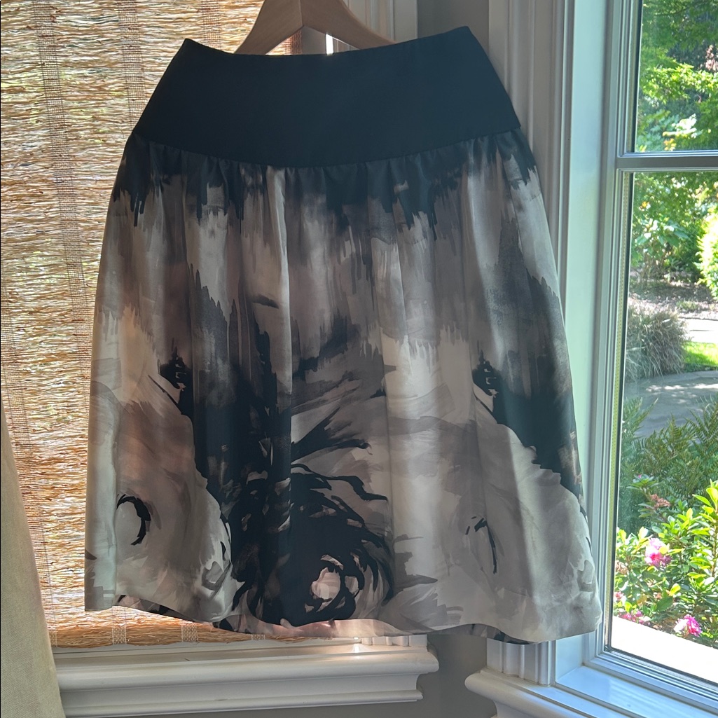 Charles Chang-Lima Black And Gray Printed A-Line Skirt - Size 4